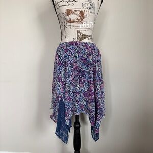 purple and blue floral handkerchief lace hem fairy skirt